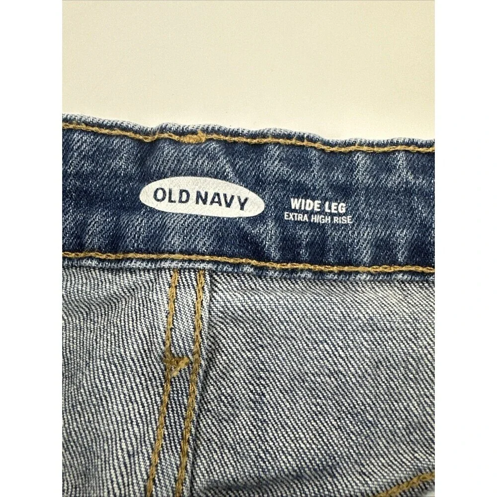 Old Navy Wide Leg Extra High Rise Jeans Denim Relaxed Zip Button 580116 Women 16